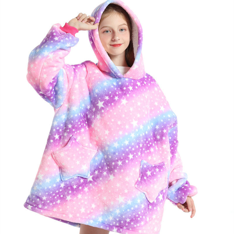 Lazy Sleeping Blanket Love Children's Cold-proof Warm Clothes Hooded