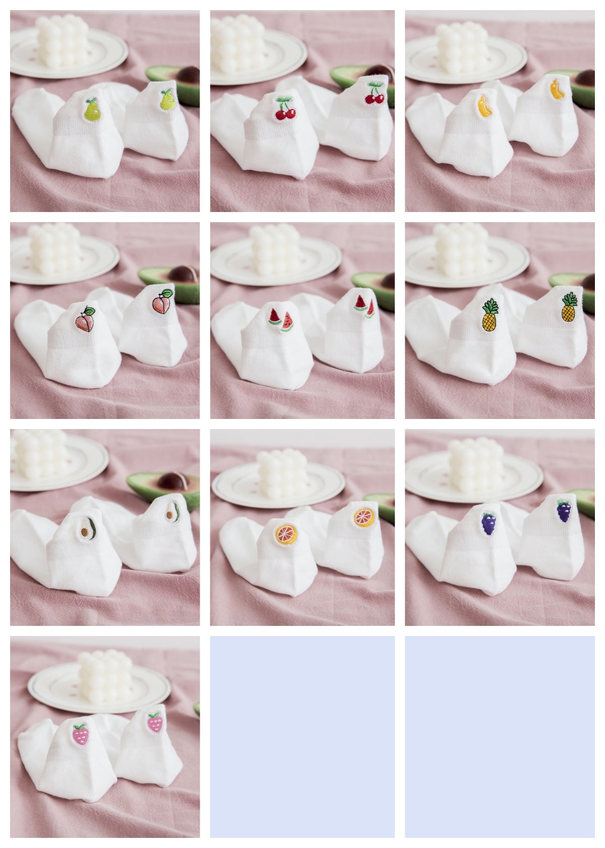 Socks Women's Socks Spring And Summer White Solid Color Cotton Socks Embroidery Fruit Socks Spring And Autumn Thin Ins Tide Shallow Mouth Boat Socks