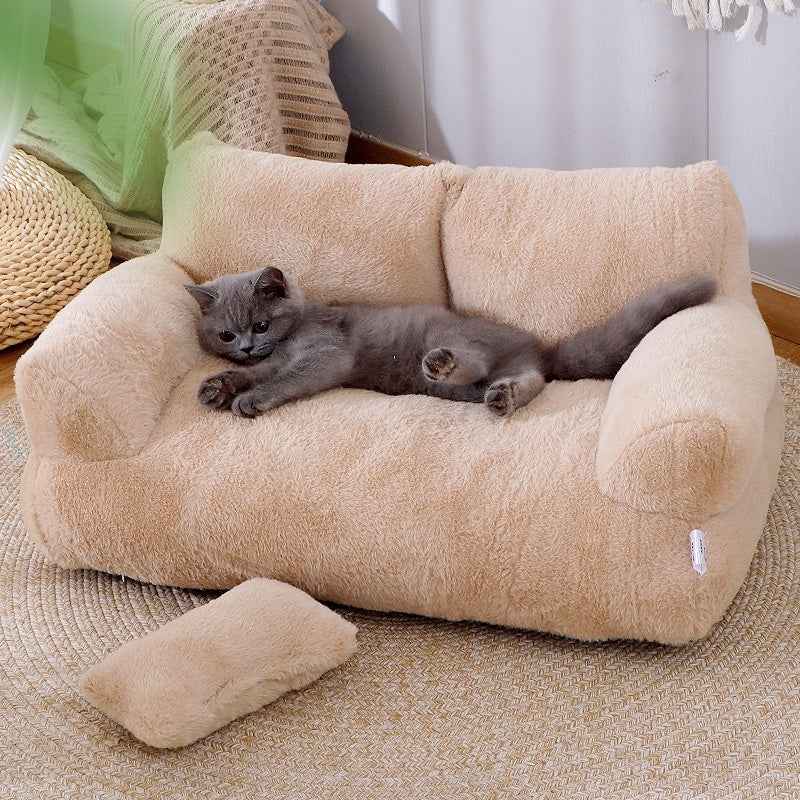 Luxury Cat Bed Sofa - Winter Warm Plush - Amanluxe