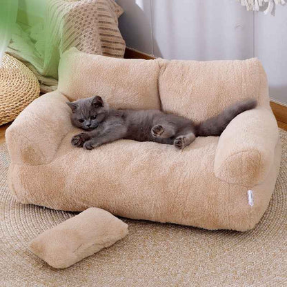 Luxury Cat Bed Sofa - Winter Warm Plush - Amanluxe