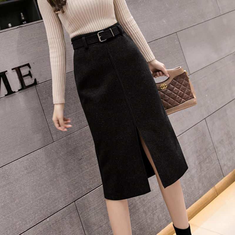 Autumn And Winter Midi Skirts Elegant Figure-flattering, And Slimming