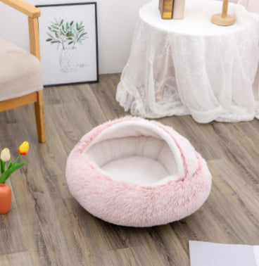 2-in-1 Pet Bed - Round Plush Winter - Amanluxe