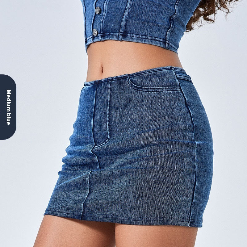 Spring And Summer New Color High Waist Denim Yoga Skirts