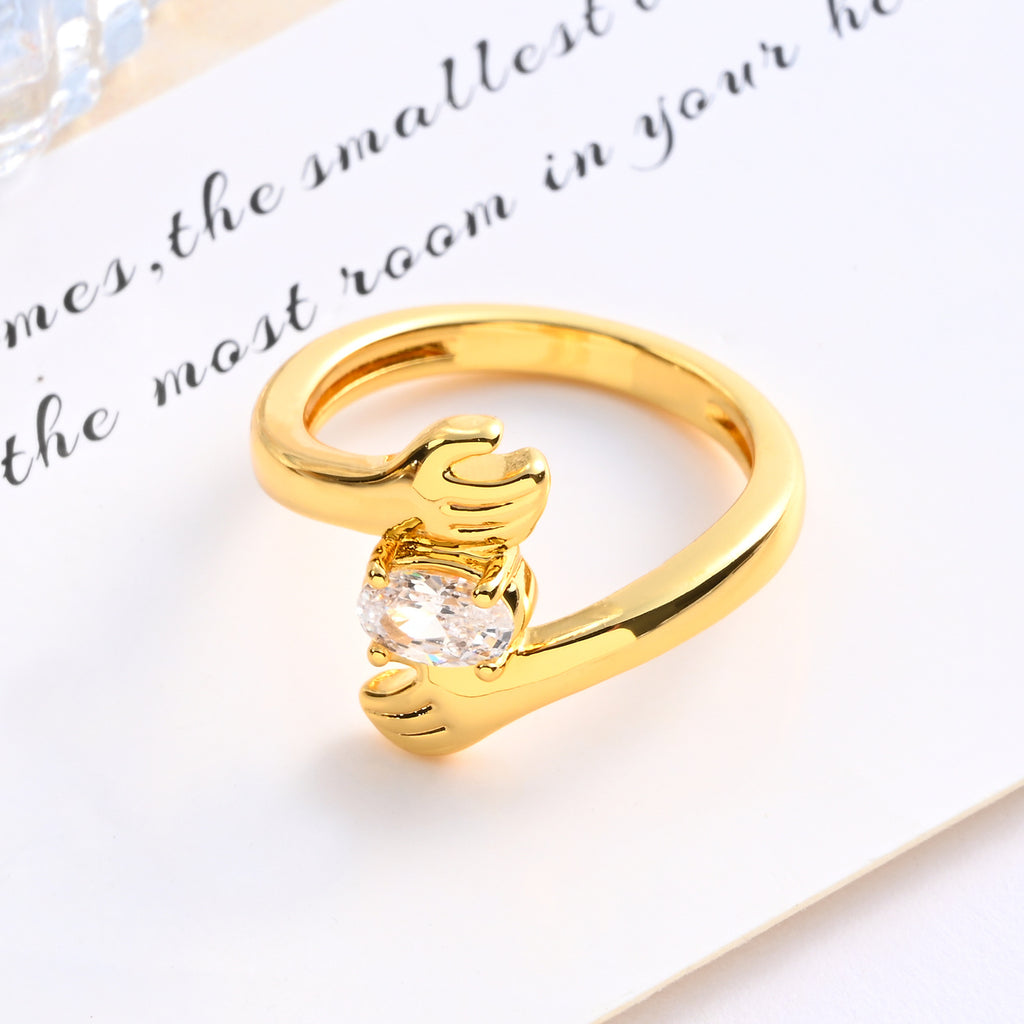 Jewelry Diamond Love Hug Ring Female Hands