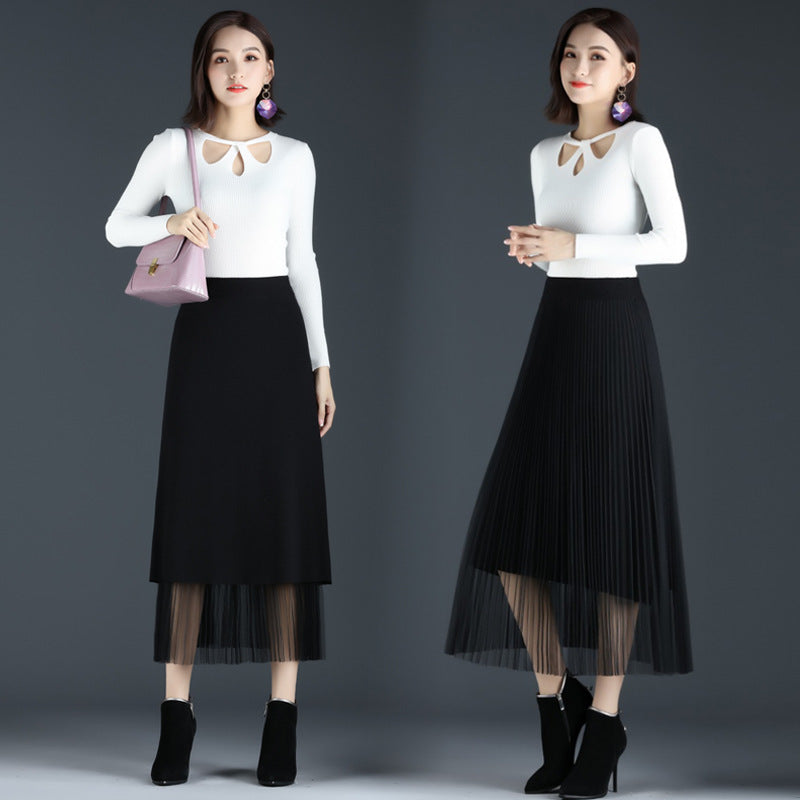 Pleated mesh skirt
