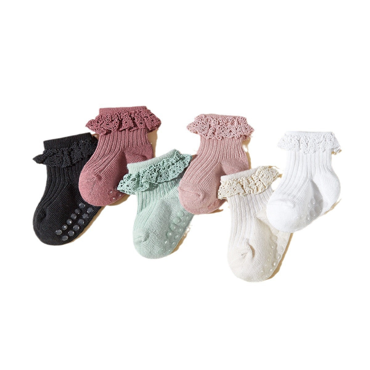 Spring And Summer 6 Pairs Baby Baby Girl Lace Socks Tube Socks