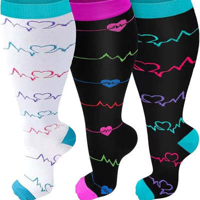 Plus Size Compression Socks Men's And Women's Pressure Socks High Elasticity Fat Socks Sports Fitness Printing Running Socks