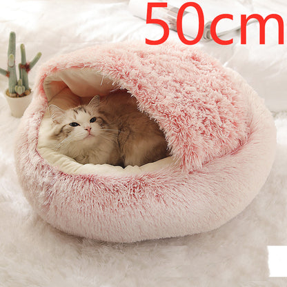 2-in-1 Pet Bed - Round Plush Winter - Amanluxe