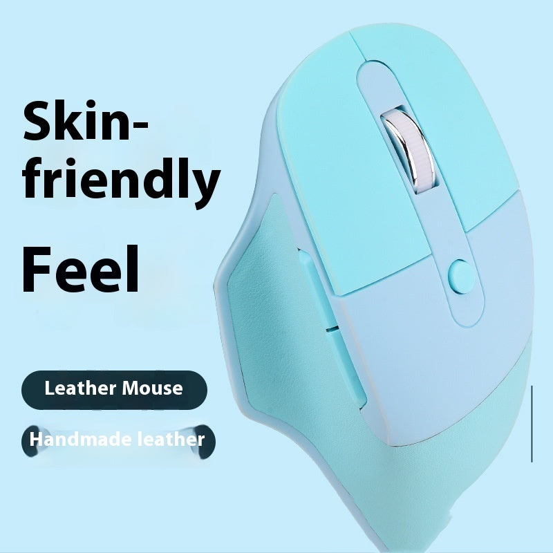 Dual-mode Mouse Ergonomic Wireless Bluetooth Dual-mode Leather Mouse
