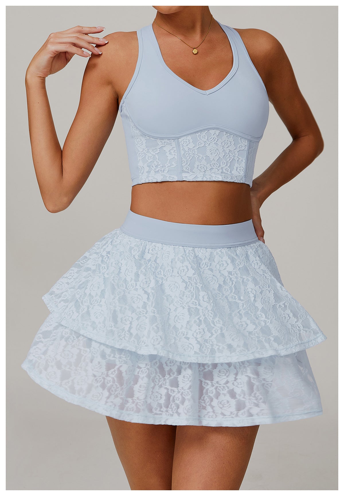 Lace Nude Feel Yoga Skirts Mesh Breathable Exercise Skirt