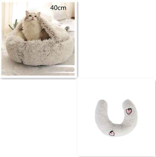 2-in-1 Pet Bed - Round Plush Winter - Amanluxe