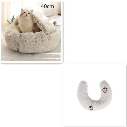 2-in-1 Pet Bed - Round Plush Winter - Amanluxe