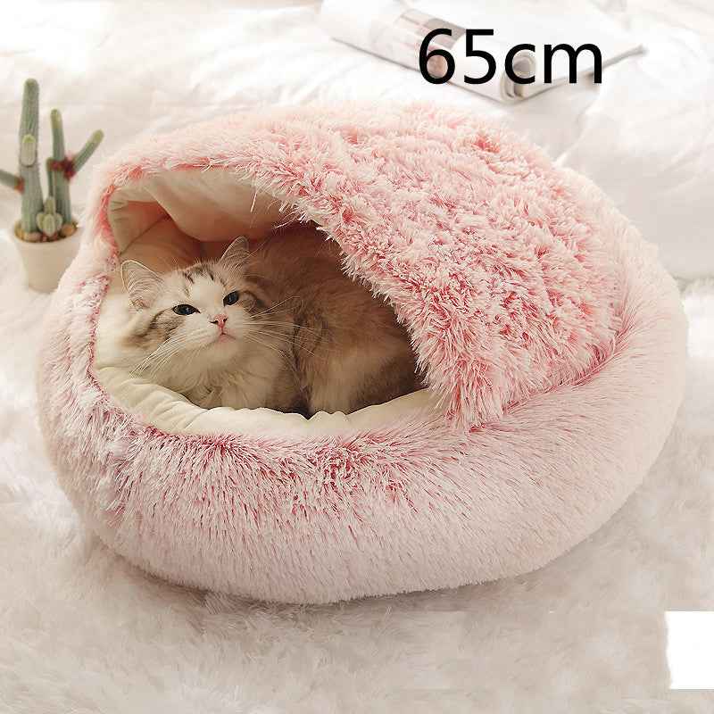 2-in-1 Pet Bed - Round Plush Winter - Amanluxe