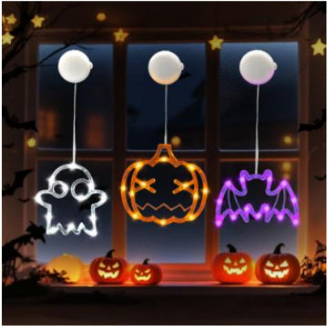 Halloween Window Hanging LED Lights Spider Pumpkin Hanging Ghost Horror Atmosphere Lights Holiday Party Decorative Lights Home Decor