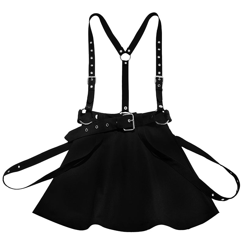 Double straps, three kinds of wearing punk metal strap skirts