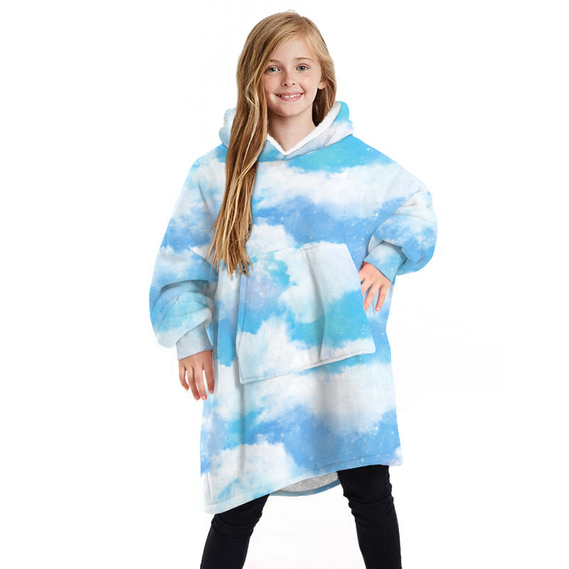 Children's Winter Home Blanket Double-sided Hoodie Pajams