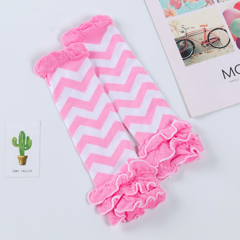 Factory direct sale baby knee socks with wooden ears and wave pattern baby crawling socks knee non-slip knee socks