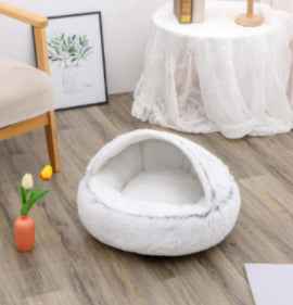 2-in-1 Pet Bed - Round Plush Winter - Amanluxe