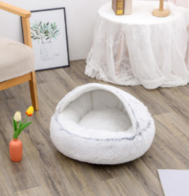 2-in-1 Pet Bed - Round Plush Winter - Amanluxe
