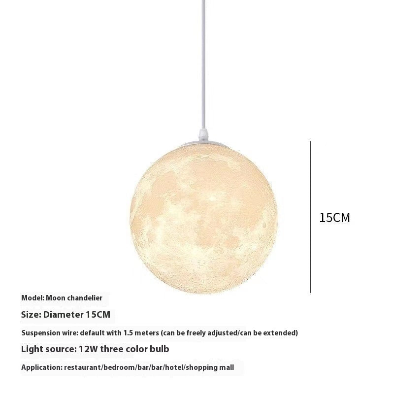 3D Moon Chandelier Simple Bedroom Bedside Ball Lamp