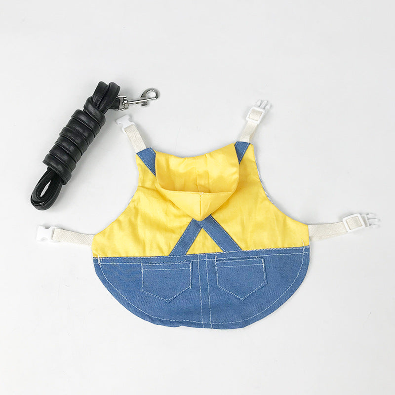 Pet Rabbit Clothes Denim Jacket Coat Small Animal Harness Leash Vest Bag