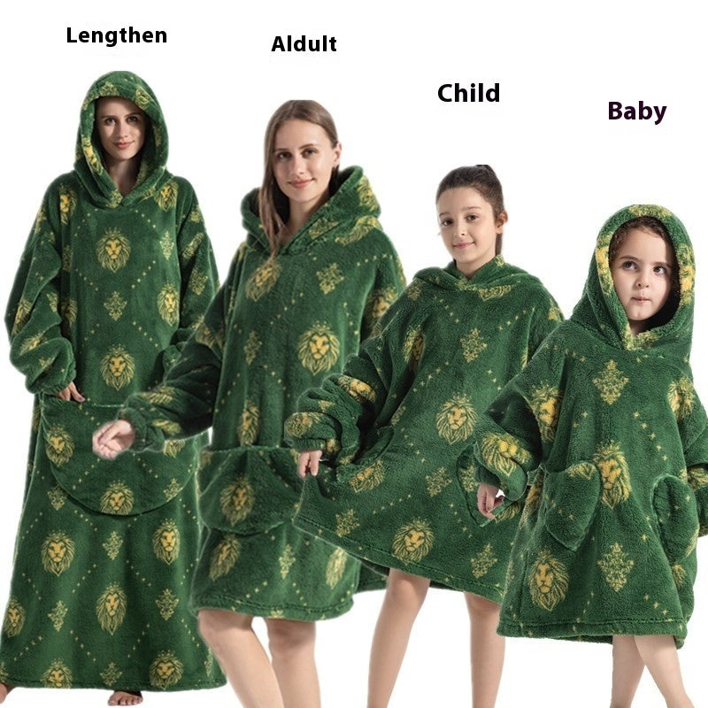 Lazy Blanket Hooded Lengthened Bare Thickened Women's Home Pajamas