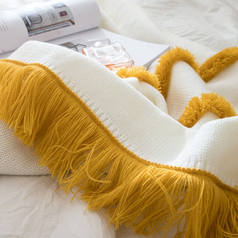 Tassel sofa blanket