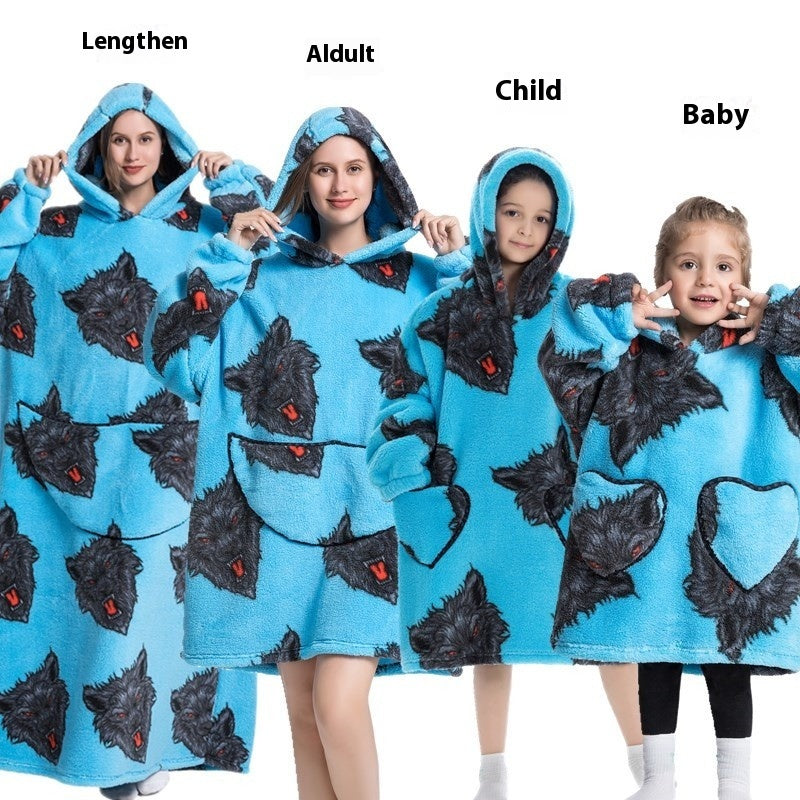 Lazy Blanket Hooded Lengthened Bare Thickened Women's Home Pajamas