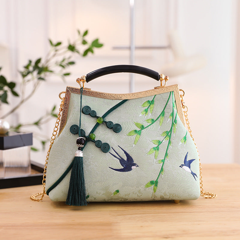 Lucky Bamboo Embroidery Handbags Women