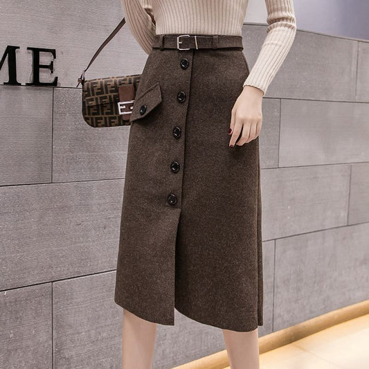 Autumn And Winter Midi Skirts Elegant Figure-flattering, And Slimming