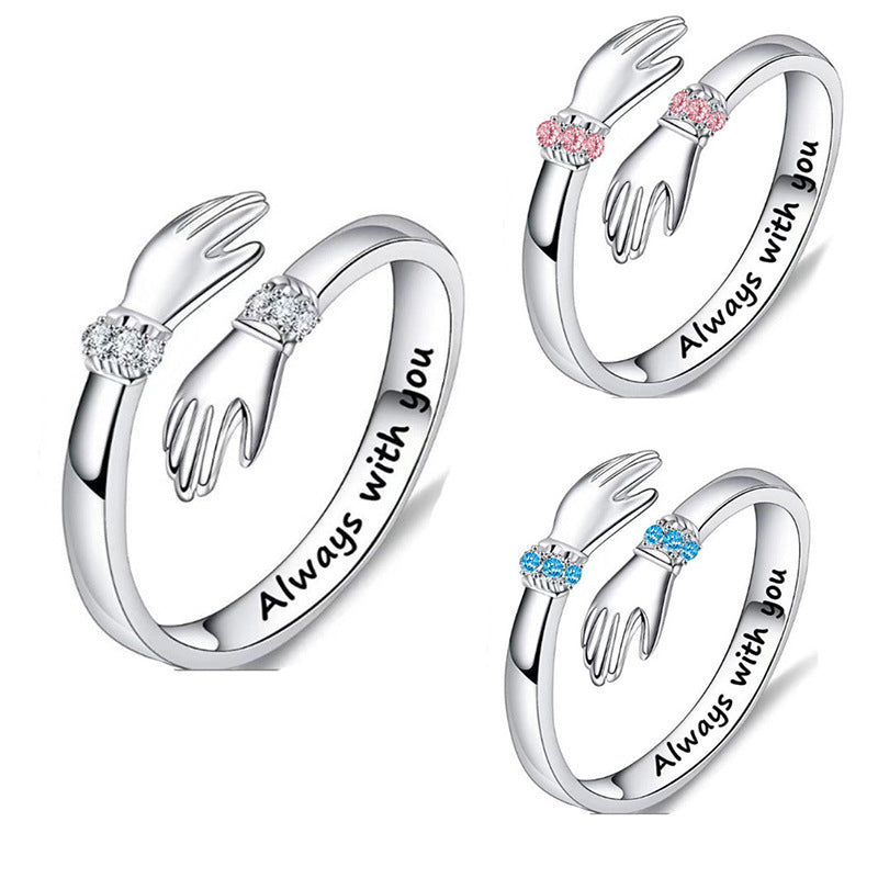 Hug Diamond-studded Ring With Both Hands
