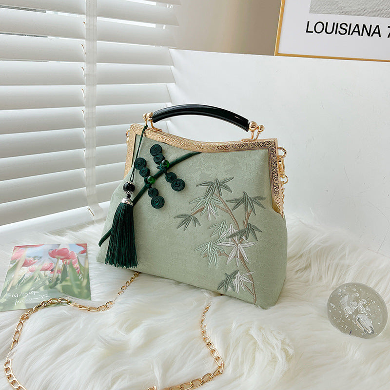 Lucky Bamboo Embroidery Handbags Women