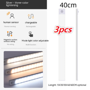 Smart Infrared Sensor Lamp Wireless Magnetic Long Cabinet Light With Rechargeable Hallway Wardrobe