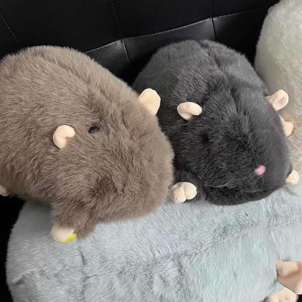 Large Mouse Plush Doll Blue Gray Flower Branch Mouse Doll