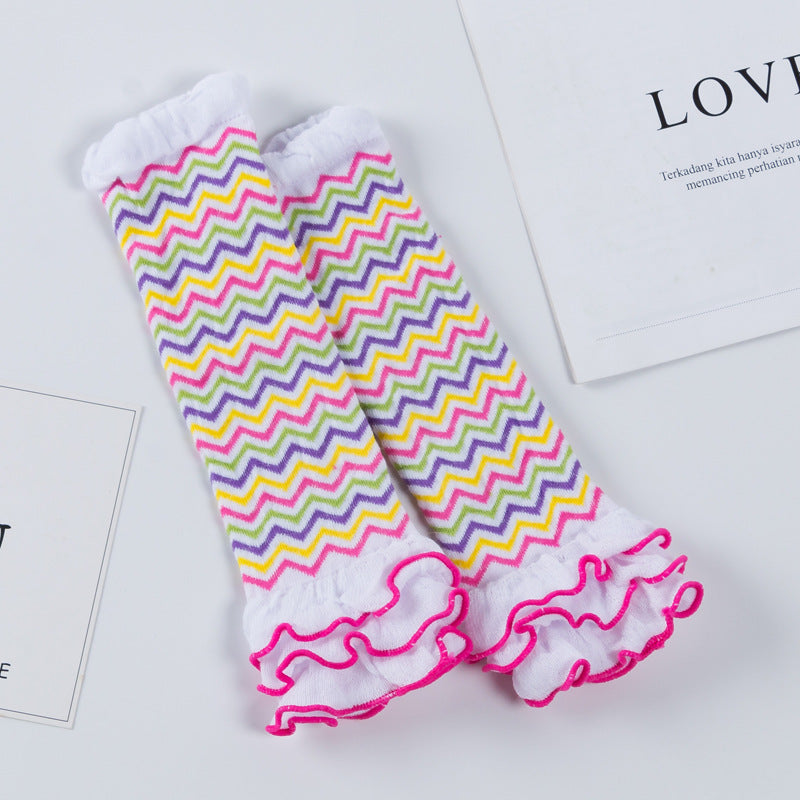 Factory direct sale baby knee socks with wooden ears and wave pattern baby crawling socks knee non-slip knee socks