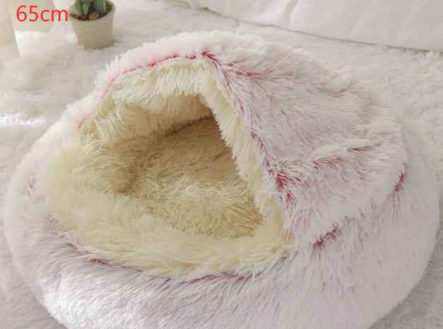 2-in-1 Pet Bed - Round Plush Winter - Amanluxe