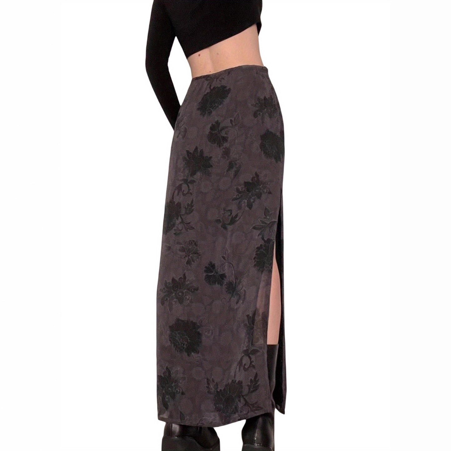 Split Skirt Versatile Casual Fashion Plant Flower Digital Printing