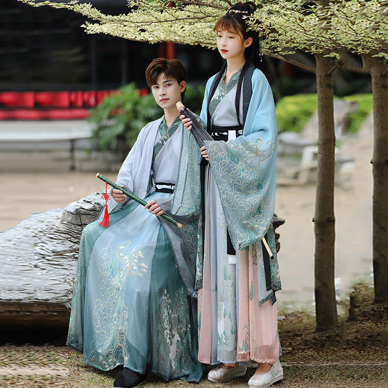 Men And Women Couples Wei And Jin Style Cross-collar Waist-length Skirts