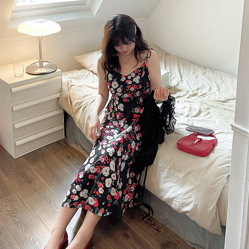 Women's Temperament Knee-length Floral Dresses