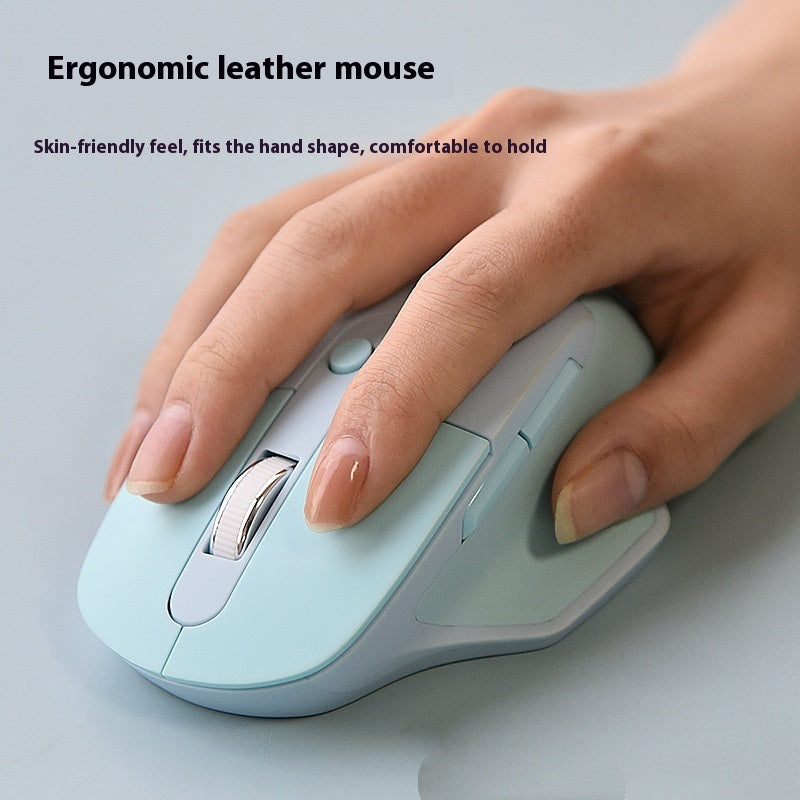 Dual-mode Mouse Ergonomic Wireless Bluetooth Dual-mode Leather Mouse