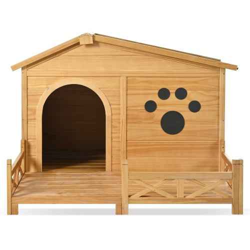 Wooden Dog House - Medium Outdoor Kennel - Amanluxe