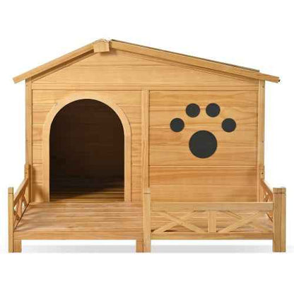 Wooden Dog House - Medium Outdoor Kennel - Amanluxe