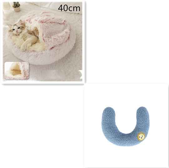 2-in-1 Pet Bed - Round Plush Winter - Amanluxe