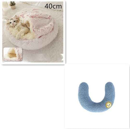 2-in-1 Pet Bed - Round Plush Winter - Amanluxe