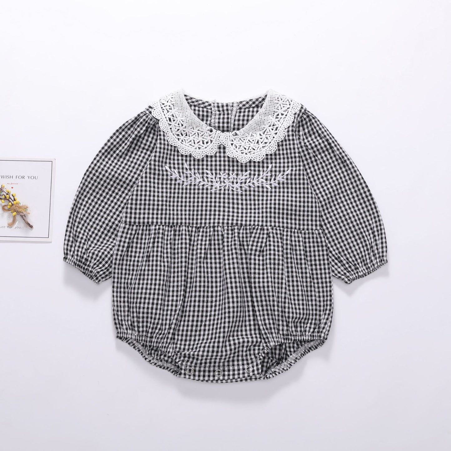 Plaid baby long sleeve Romper