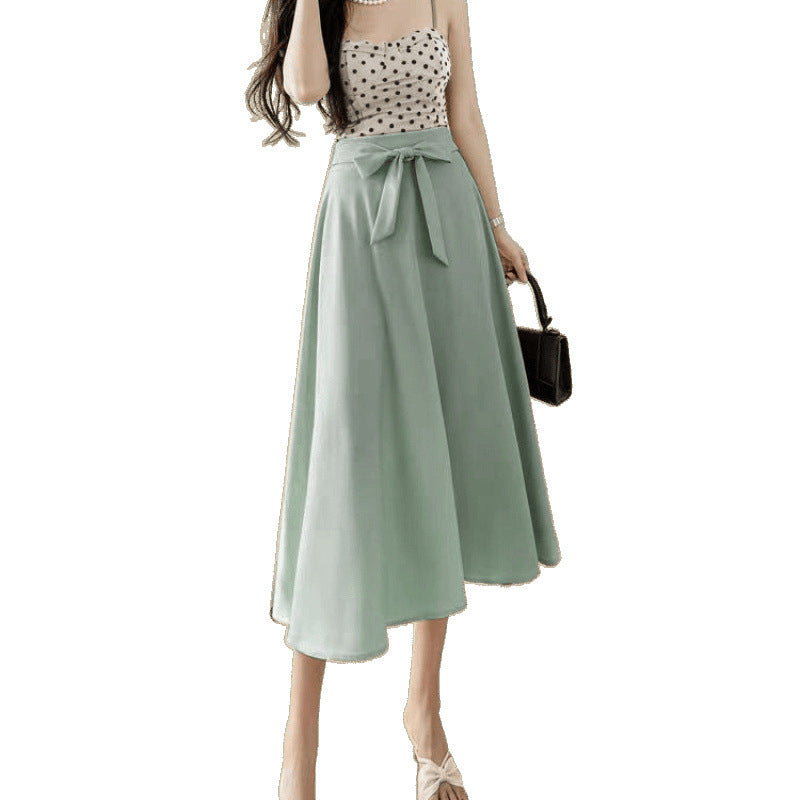 A- Line Skirt Draping Large Hem Mid-length Skirt