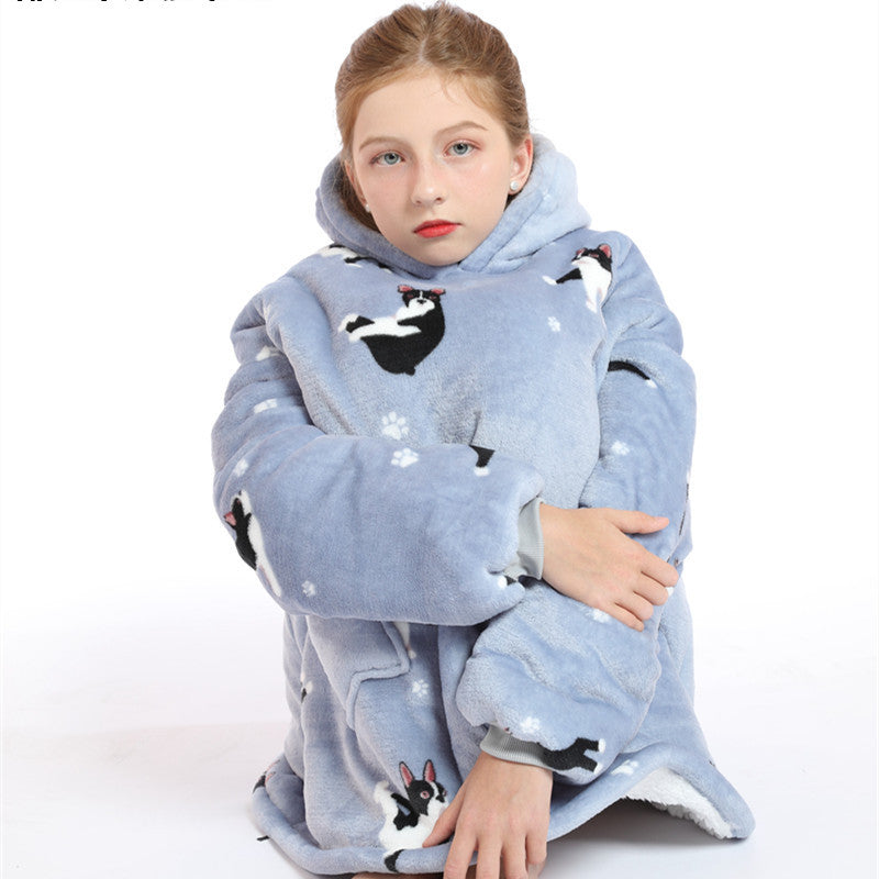 Lazy Sleeping Blanket Love Children's Cold-proof Warm Clothes Hooded