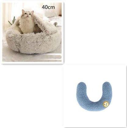 2-in-1 Pet Bed - Round Plush Winter - Amanluxe