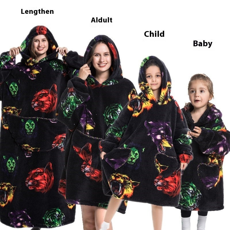 Lazy Blanket Hooded Lengthened Bare Thickened Women's Home Pajamas