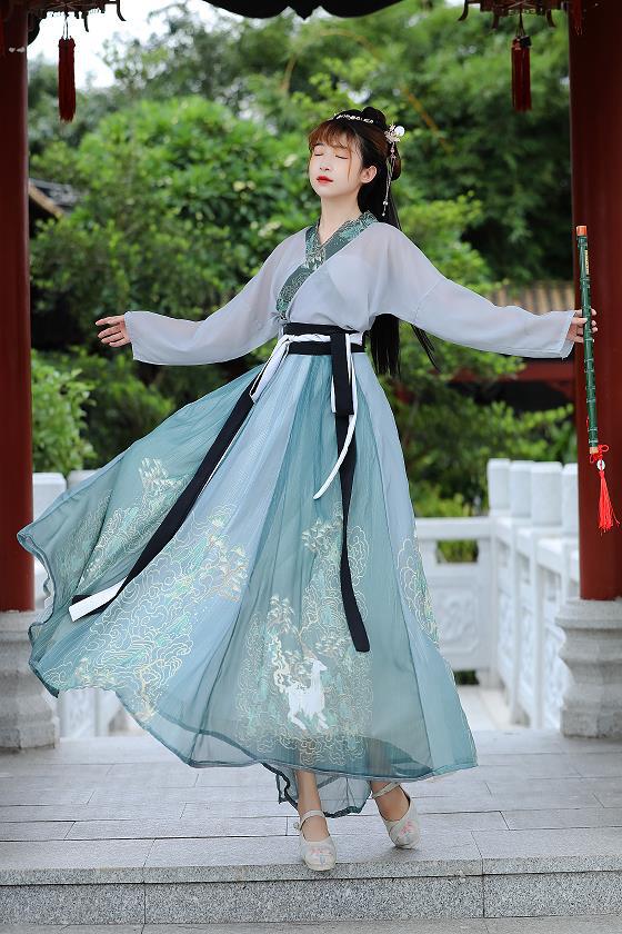 Men And Women Couples Wei And Jin Style Cross-collar Waist-length Skirts